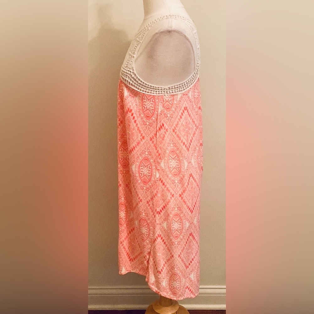 Maurices Cream Orange Crochet Geometric SZ M Boho Coastal Festival Gauzy Dress - Picture 6 of 11